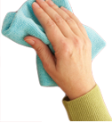 A hand Cleaning. A house cleaner hand on a clean window.